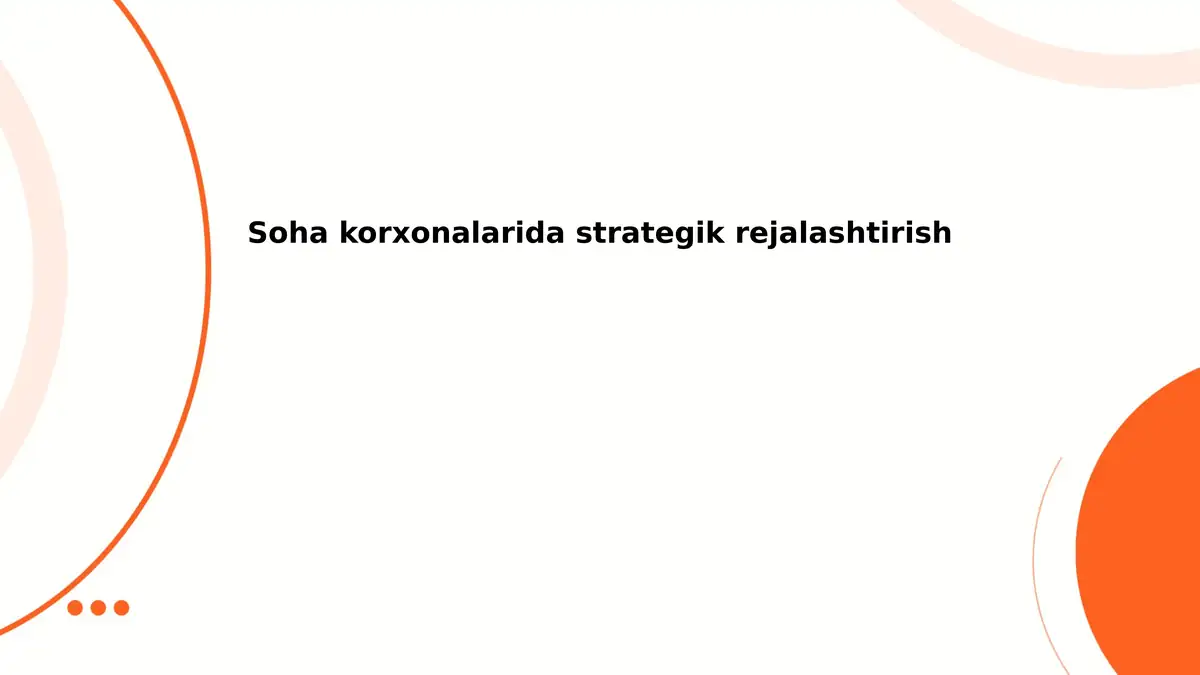 Soha korxonalarida strategik rejalashtirish