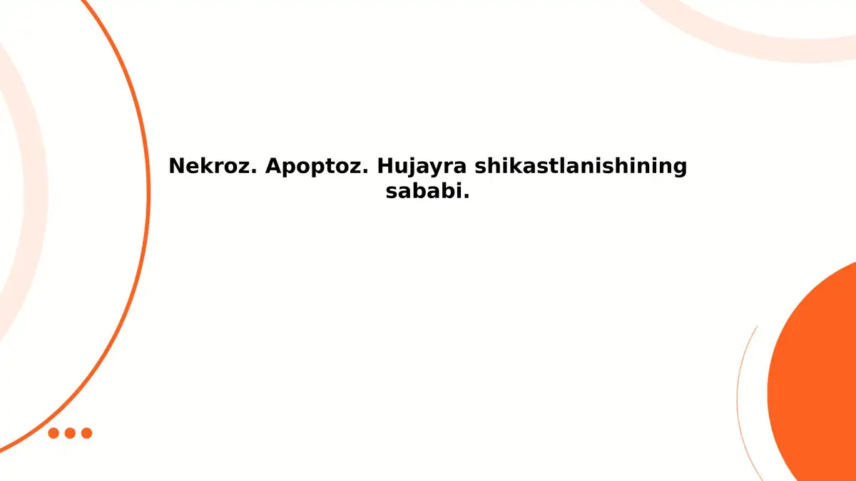 Nekroz. Apoptoz. Hujayra shikastlanishining sababi.