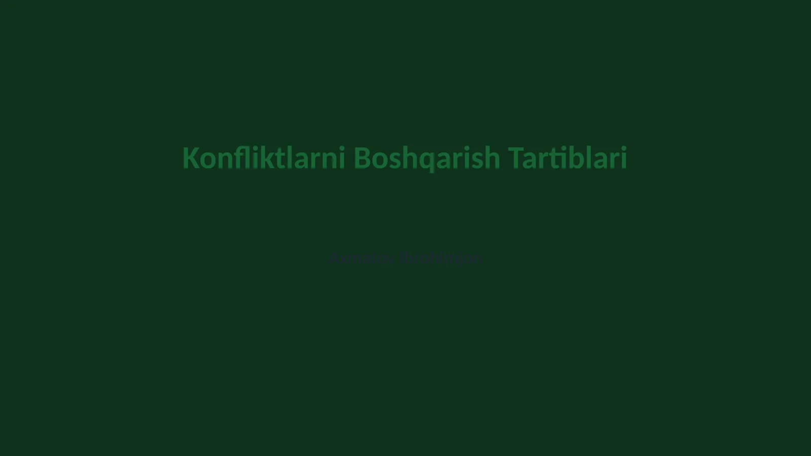 Konfliktlarni Boshqarish Tartiblari