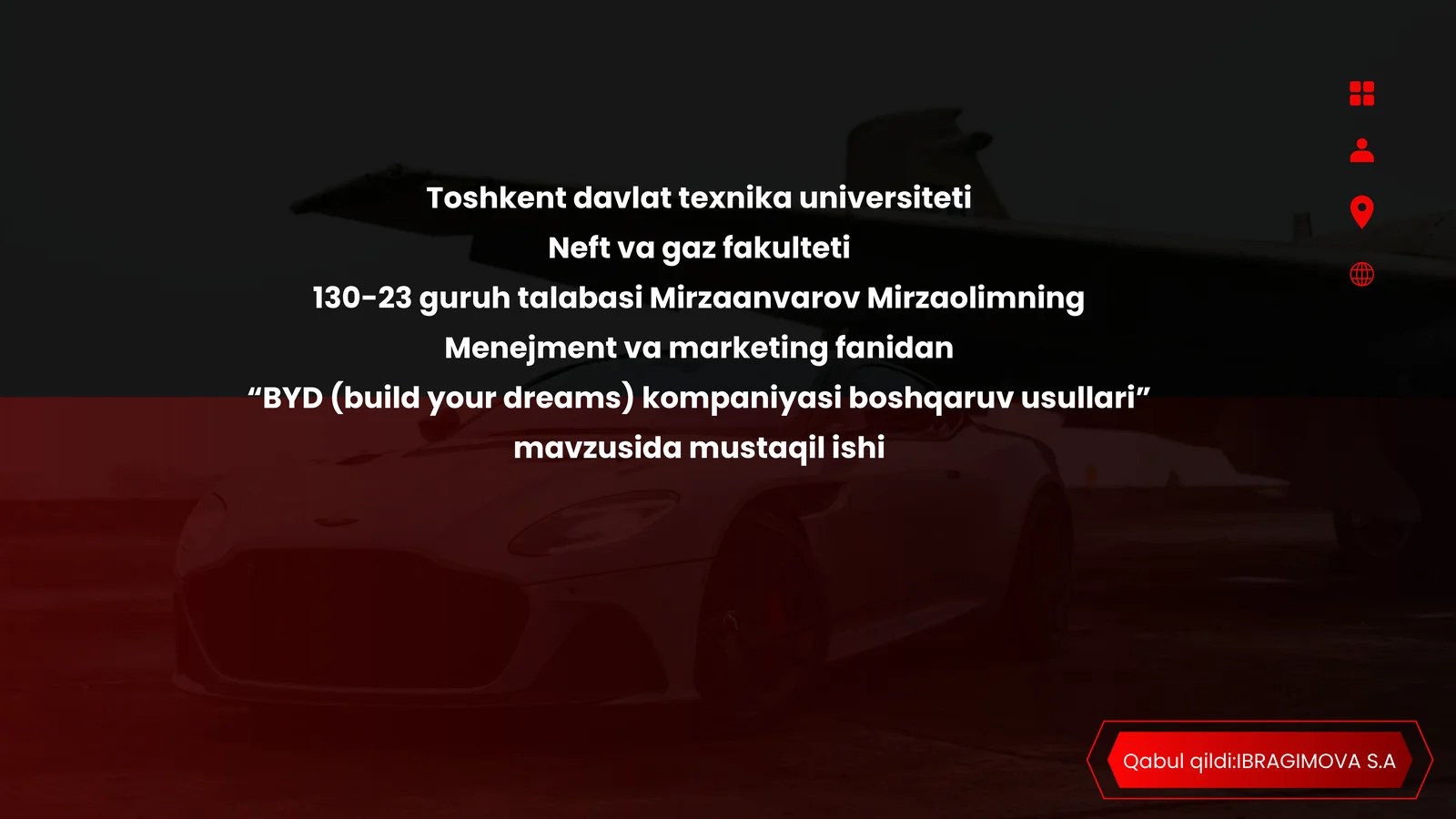 BYD KOMPANIYASI BOSHQARUV USULLARI VA USLUBI