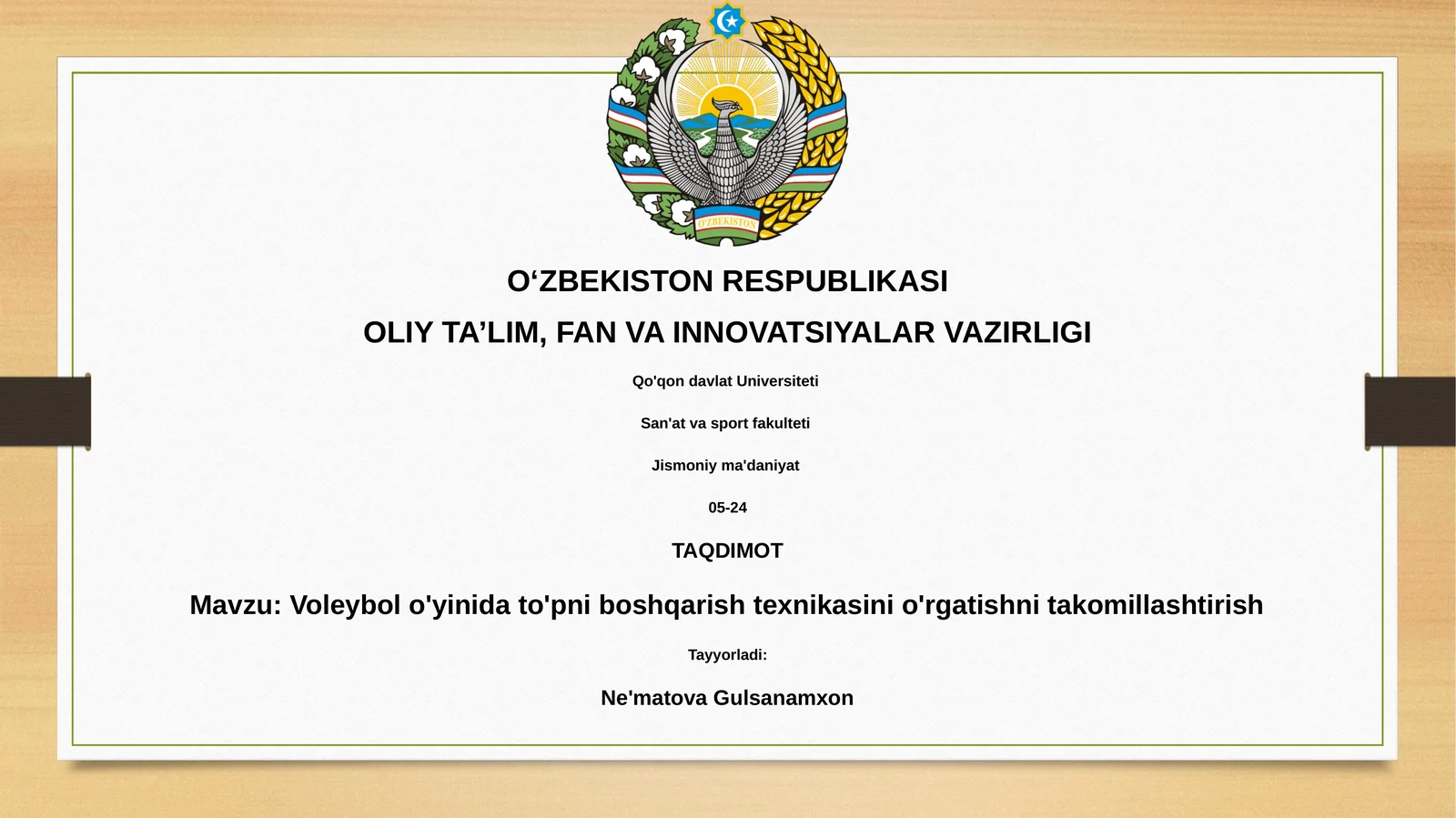 Voleybol o'yinida to'pni boshqarish texnikasini o'rgatishni takomillashtirish