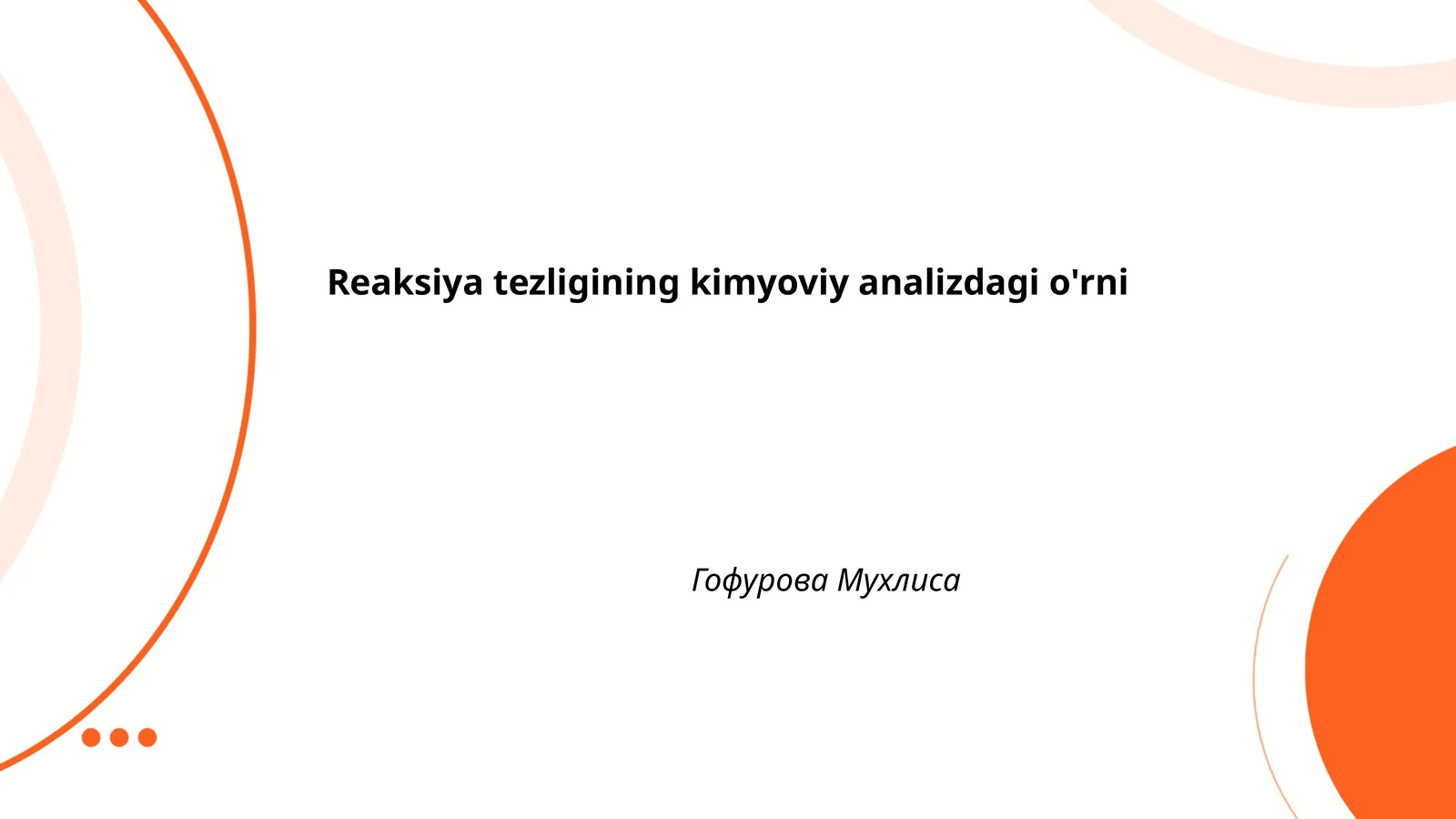 Reaksiya tezligining kimyoviy analizdagi o'rni