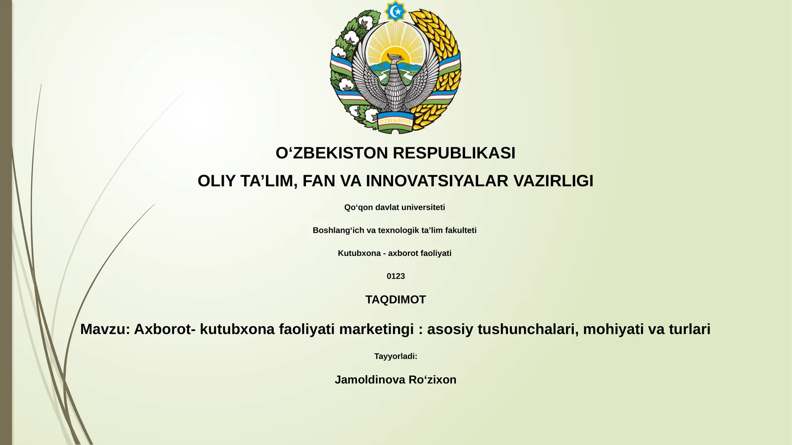 Axborot- kutubxona faoliyati marketingi: asosiy tushunchalari, mohiyati va turlari