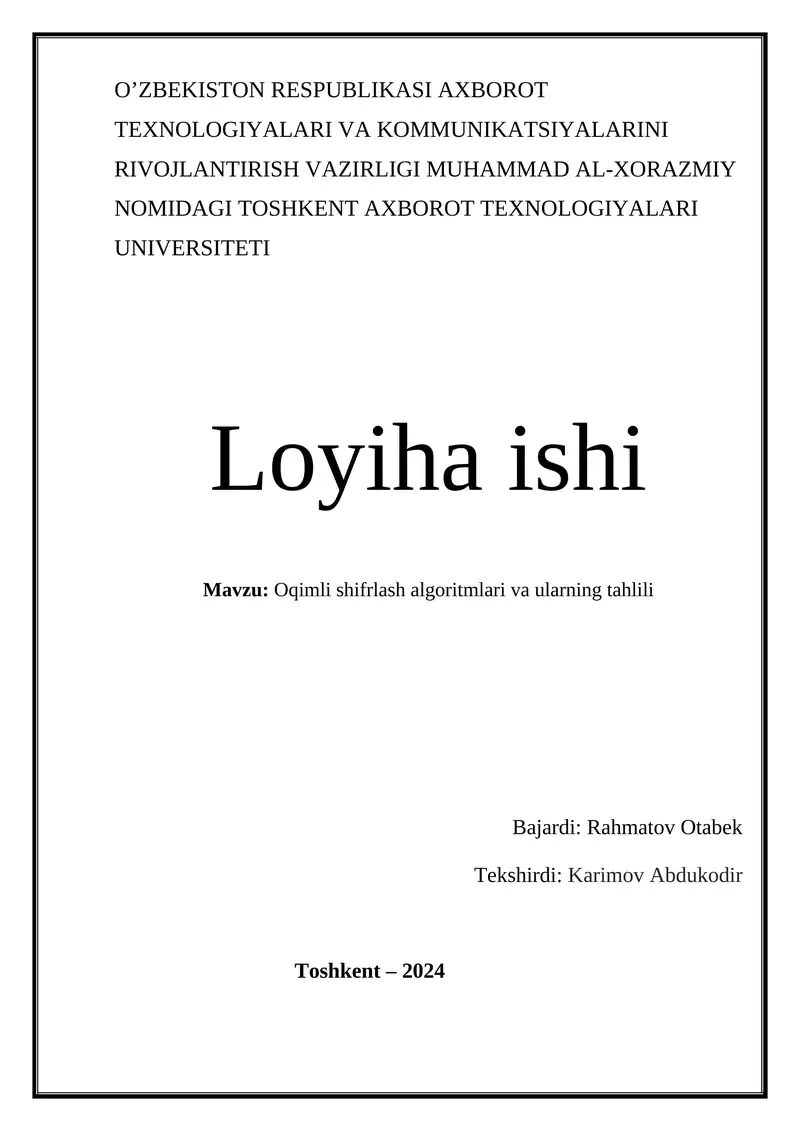 kiberxavfsizlik loyiha ish