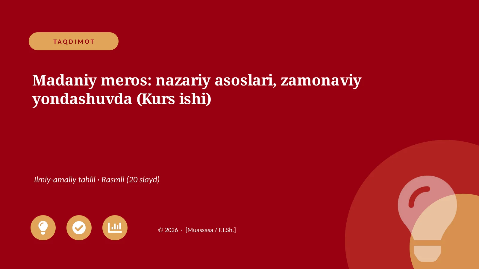Madaniy meros: nazariy asoslari, zamonaviy yondashuvda (Kurs ishi)