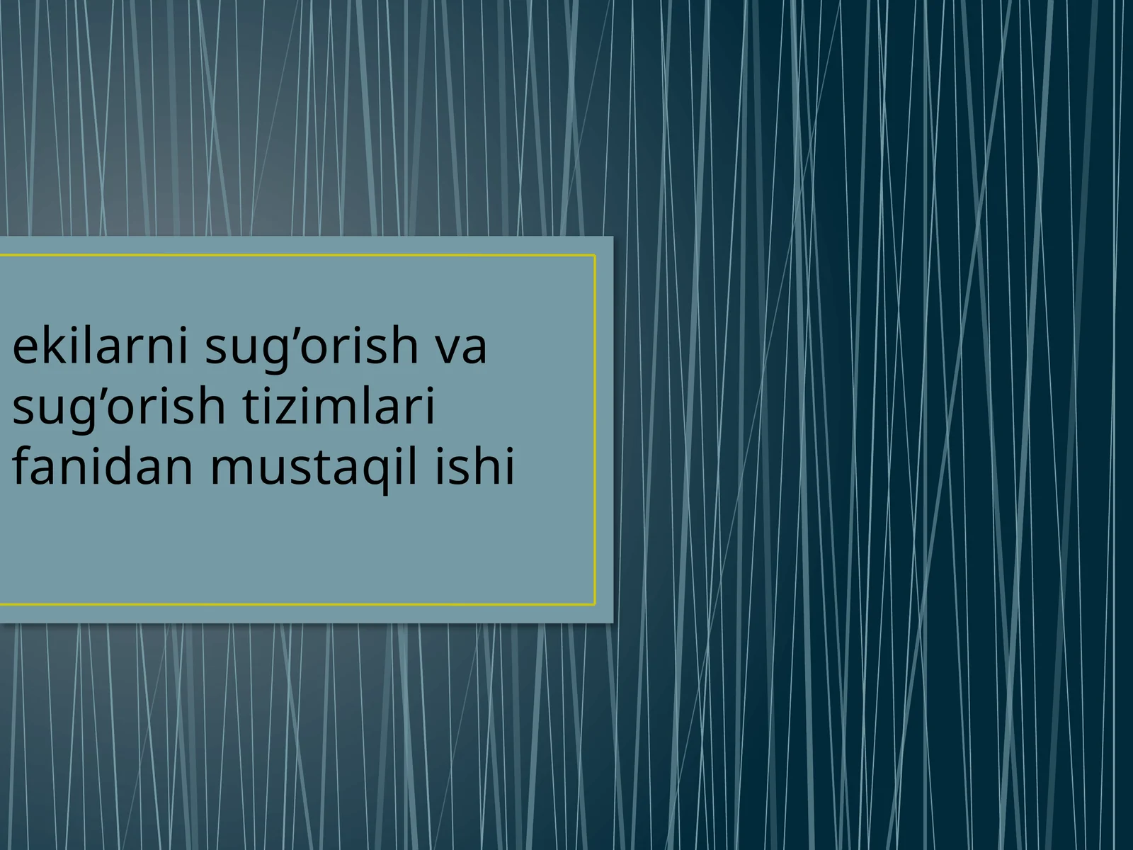 Sug’oriladigan maydonlarni tekislash