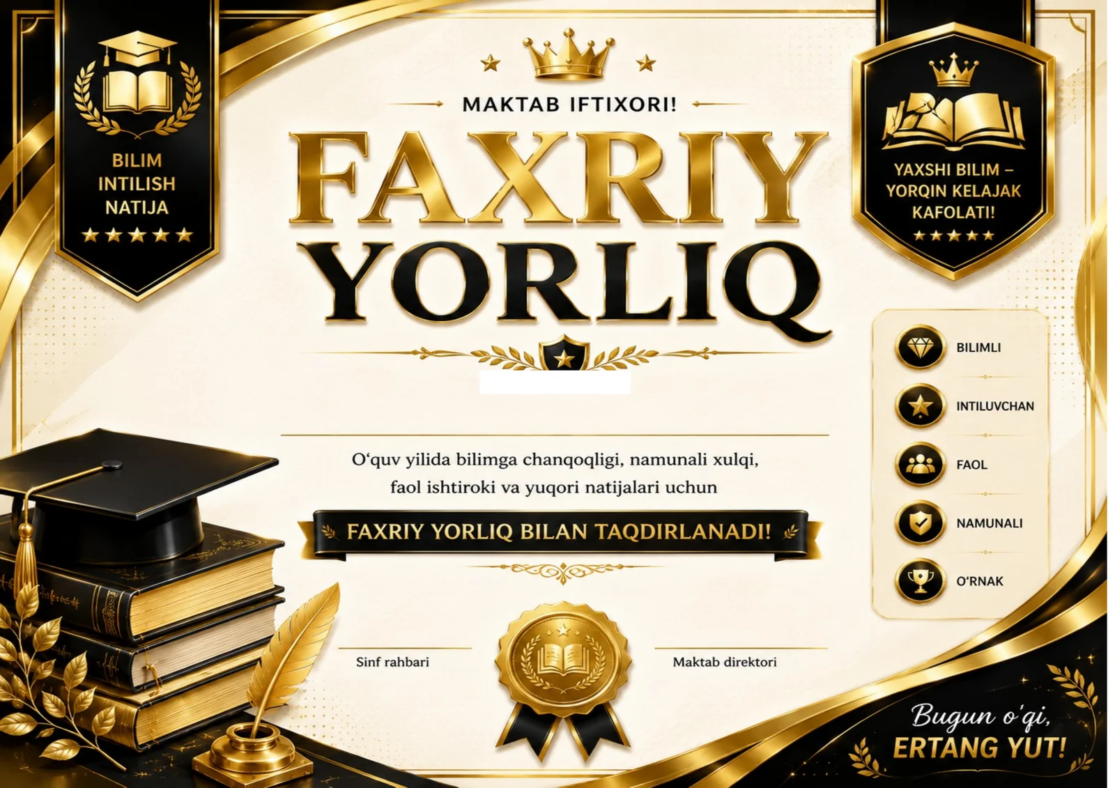 FAXRIY YORLIQ PREMIUM GOLD ranglarda