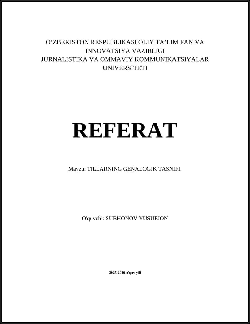 Tillarning Genalogik Tasnifi