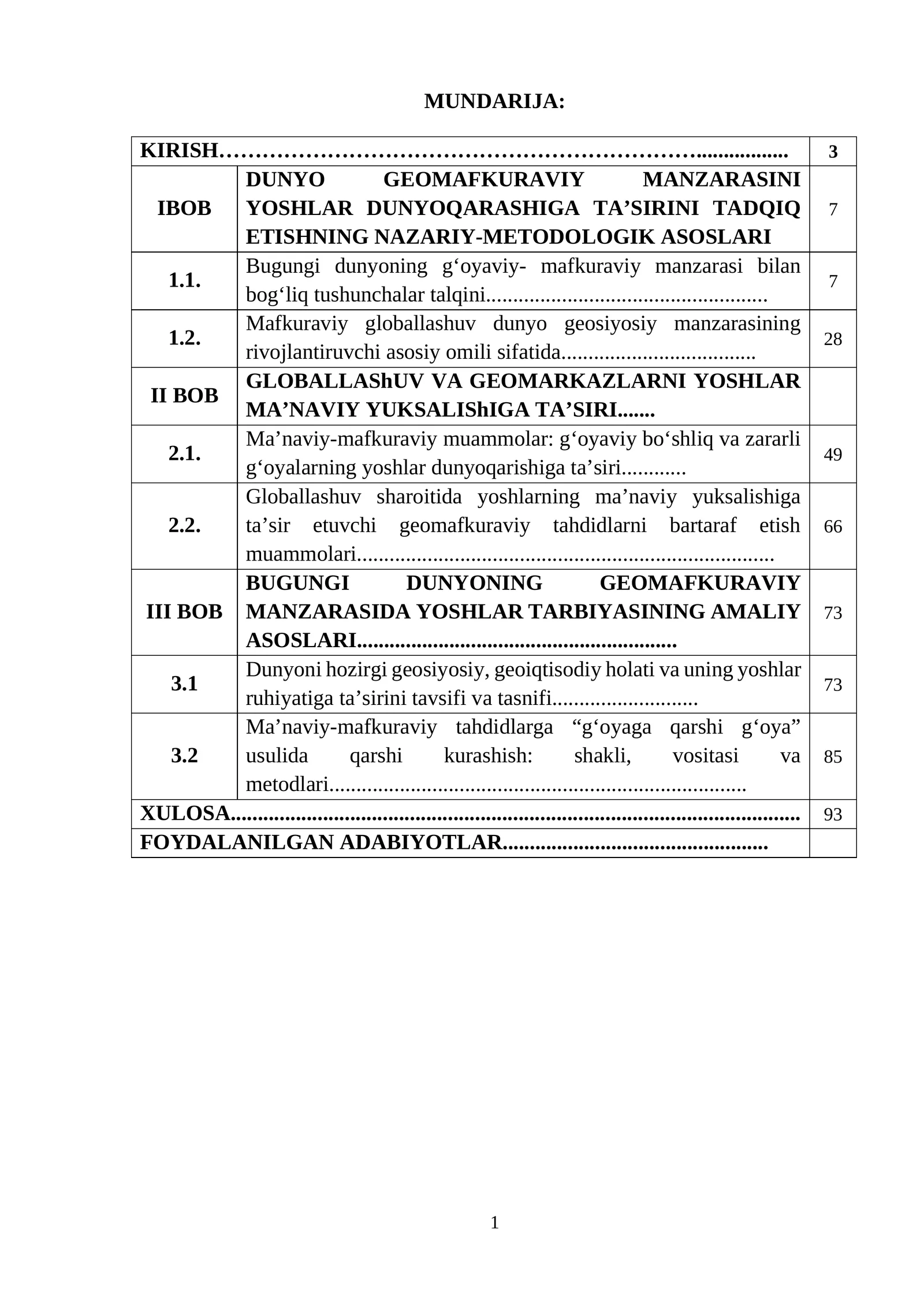 DUNYO GEOMAFKURAVIY MANZARASINI YOSHLAR DUNYOQARASHIGA TA’SIRINI TADQIQ ETISHNING NAZARIY-METODOLOGIK ASOSLARI
