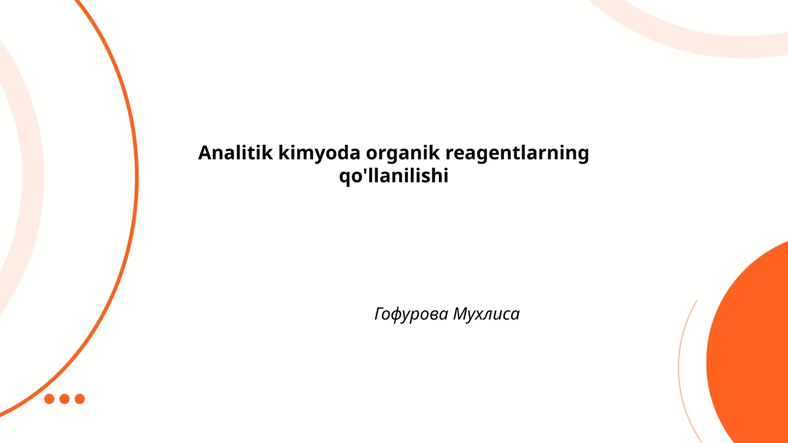 Analitik kimyoda organik reagentlarning qo'llanilishi