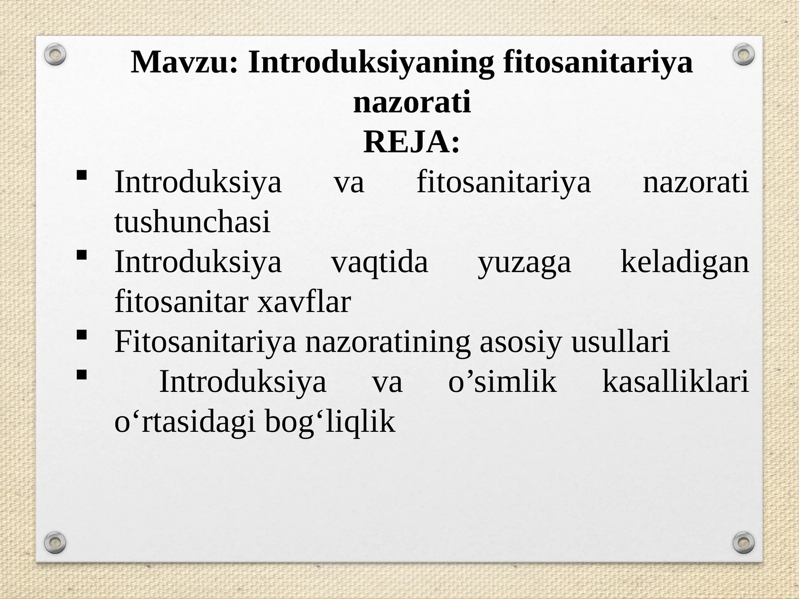 Introduksiyaning fitosanitariya nazorati