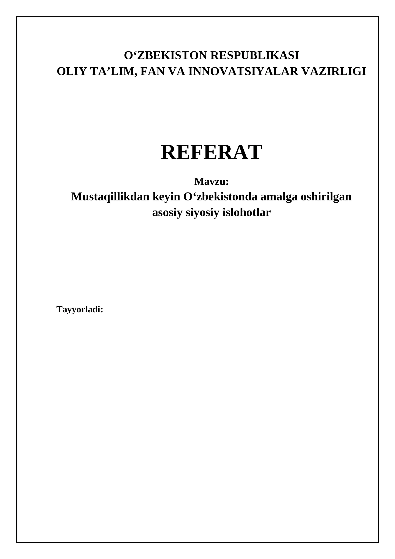 Mustaqil Oʻzbekiston iqtisodiy islohotlarining asosiy bosqichlari tahlili