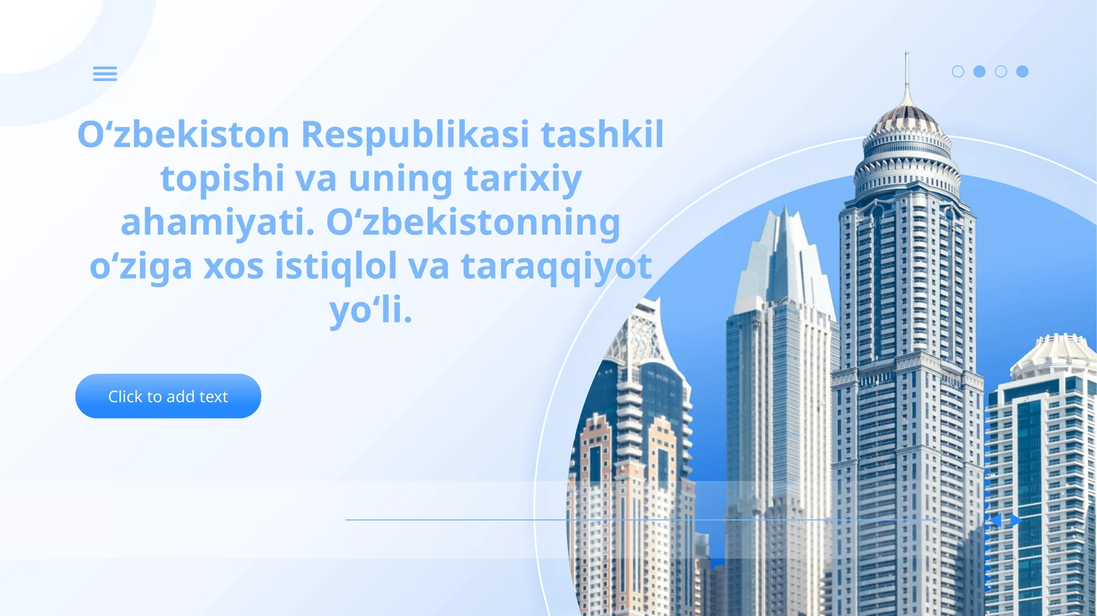 Oʻzbekiston Respublikasi tashkil topishi va uning tarixiy ahamiyati. Oʻzbekistonning oʻziga xos istiqlol va taraqqiyot yoʻli