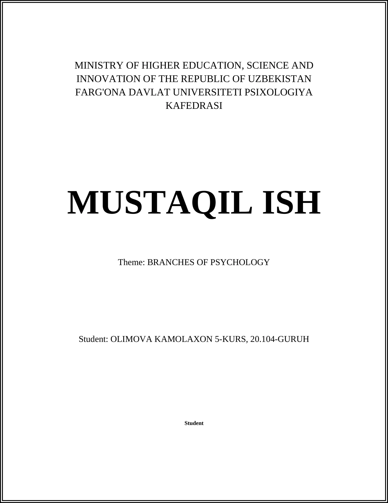 Branches of Psychology