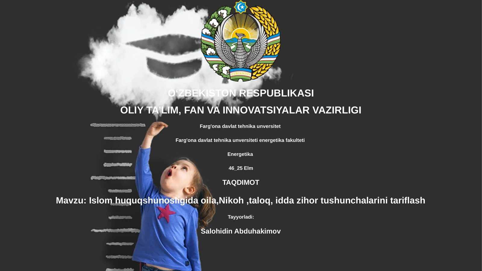 Islom huquqshunosligida oila,Nikoh,taloq, idda zihor tushunchalarini tariflash
