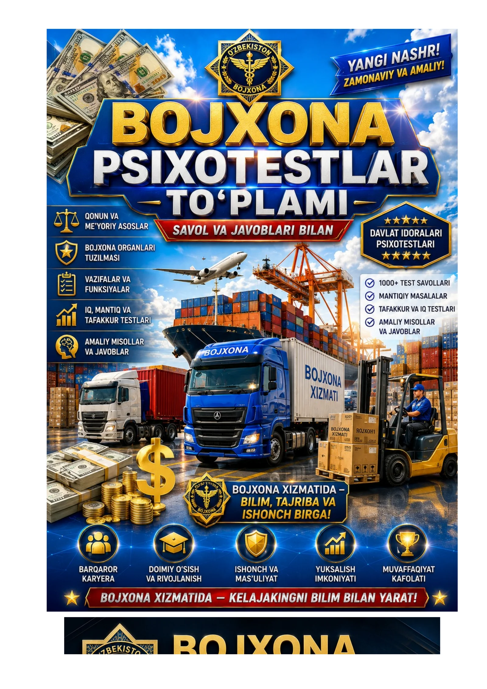 Bojxona qo'mitasiga ishga kirish uchun test savol javoblar toplami
