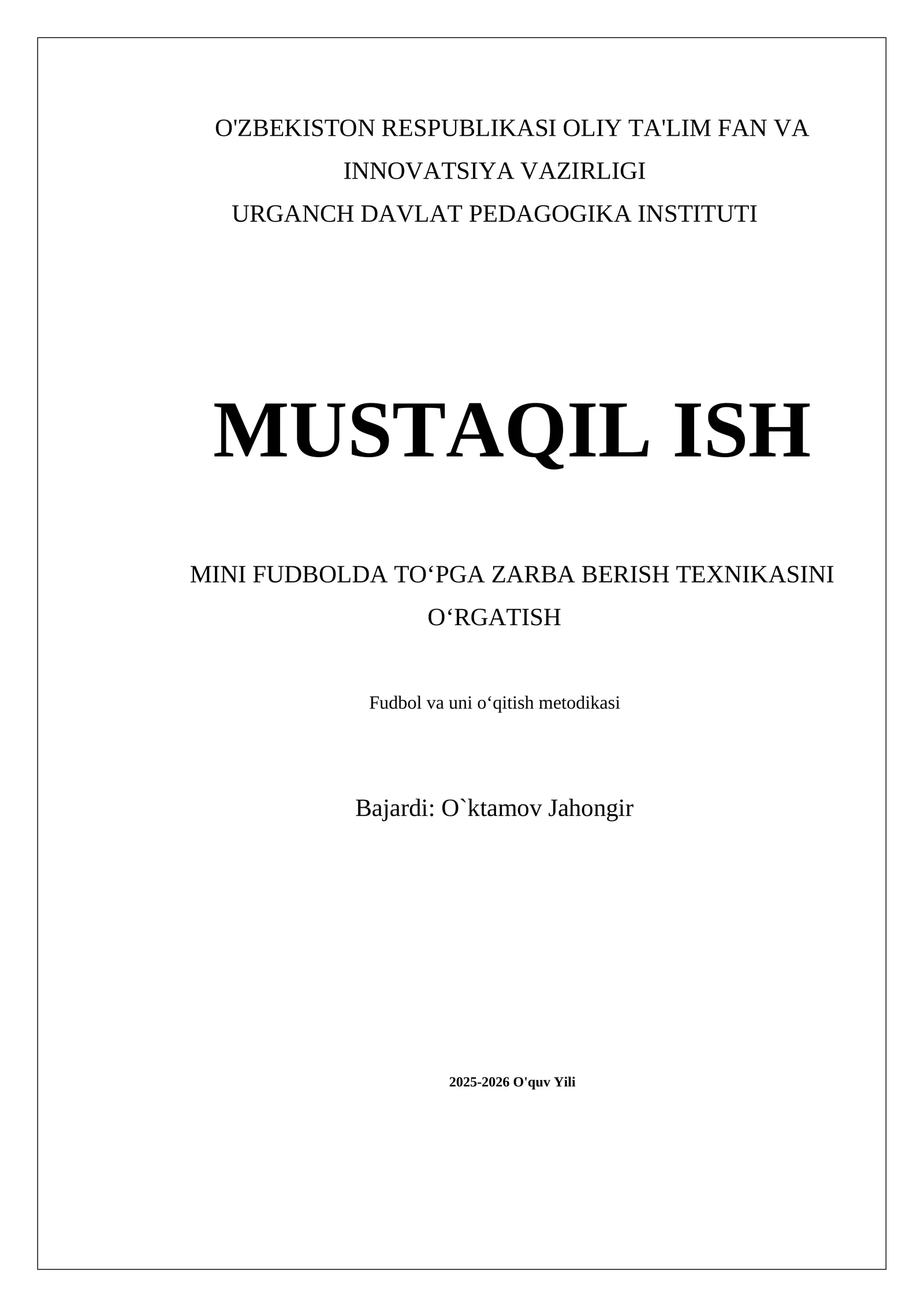 Mini fudbolda toʻpga zarba berish texnikasini oʻrgatish