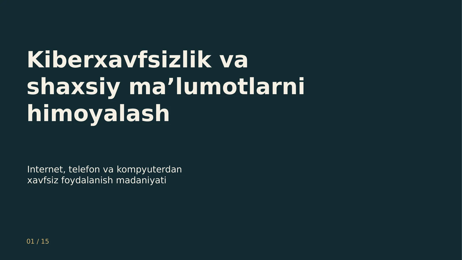 Kiberxavfsizlik va shaxsiy ma’lumotlarni himoyalash