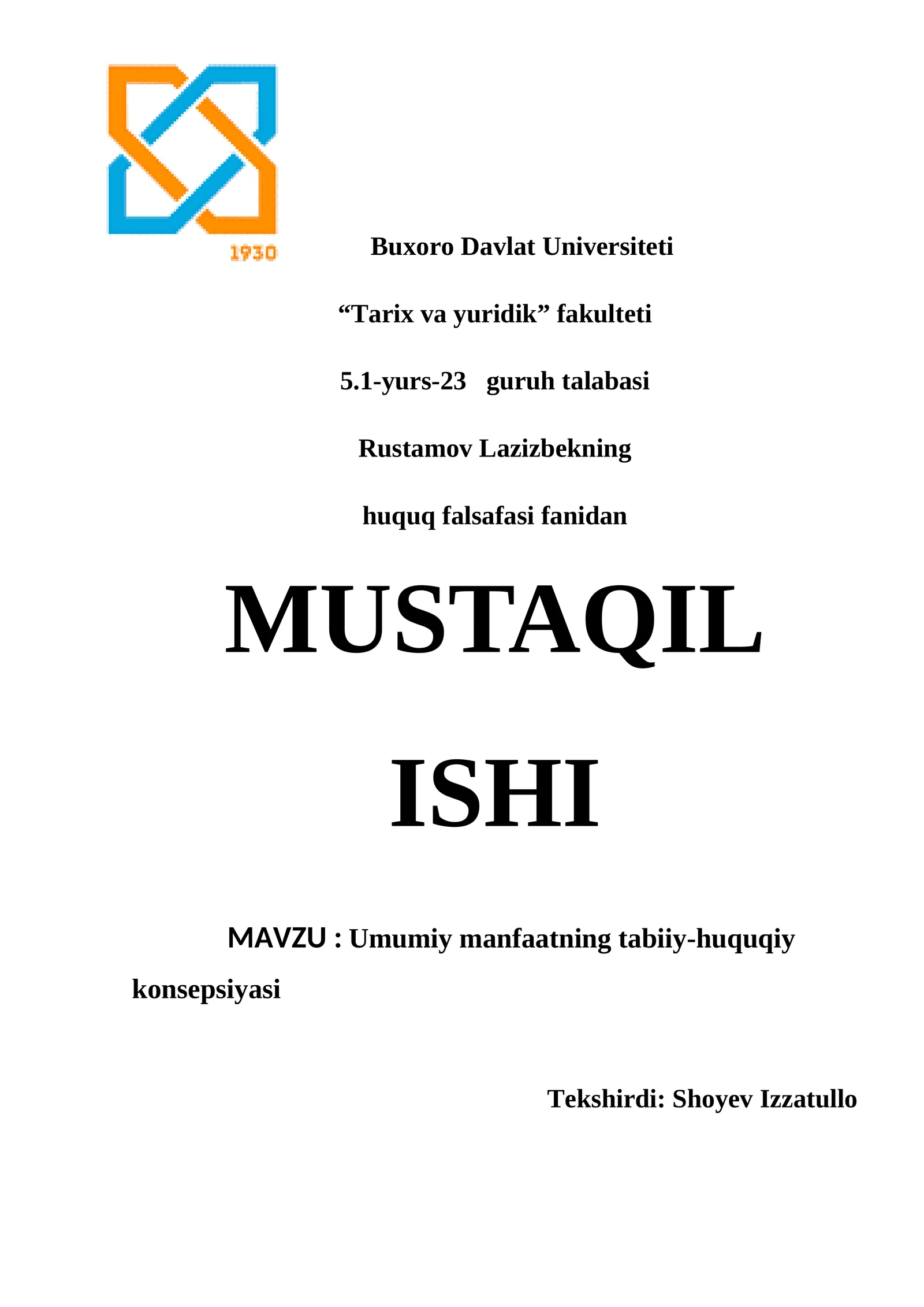 Umumiy manfaatning tabiiy-huquqiy konsepsiyasi