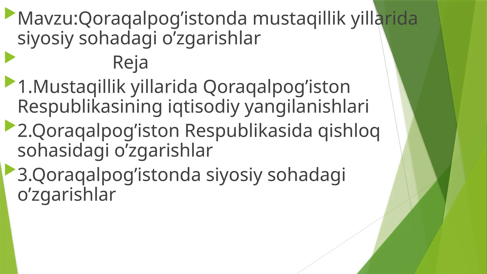 Qoraqalpog’istonda mustaqillik yillarida siyosiy sohadagi o’zgarishlar