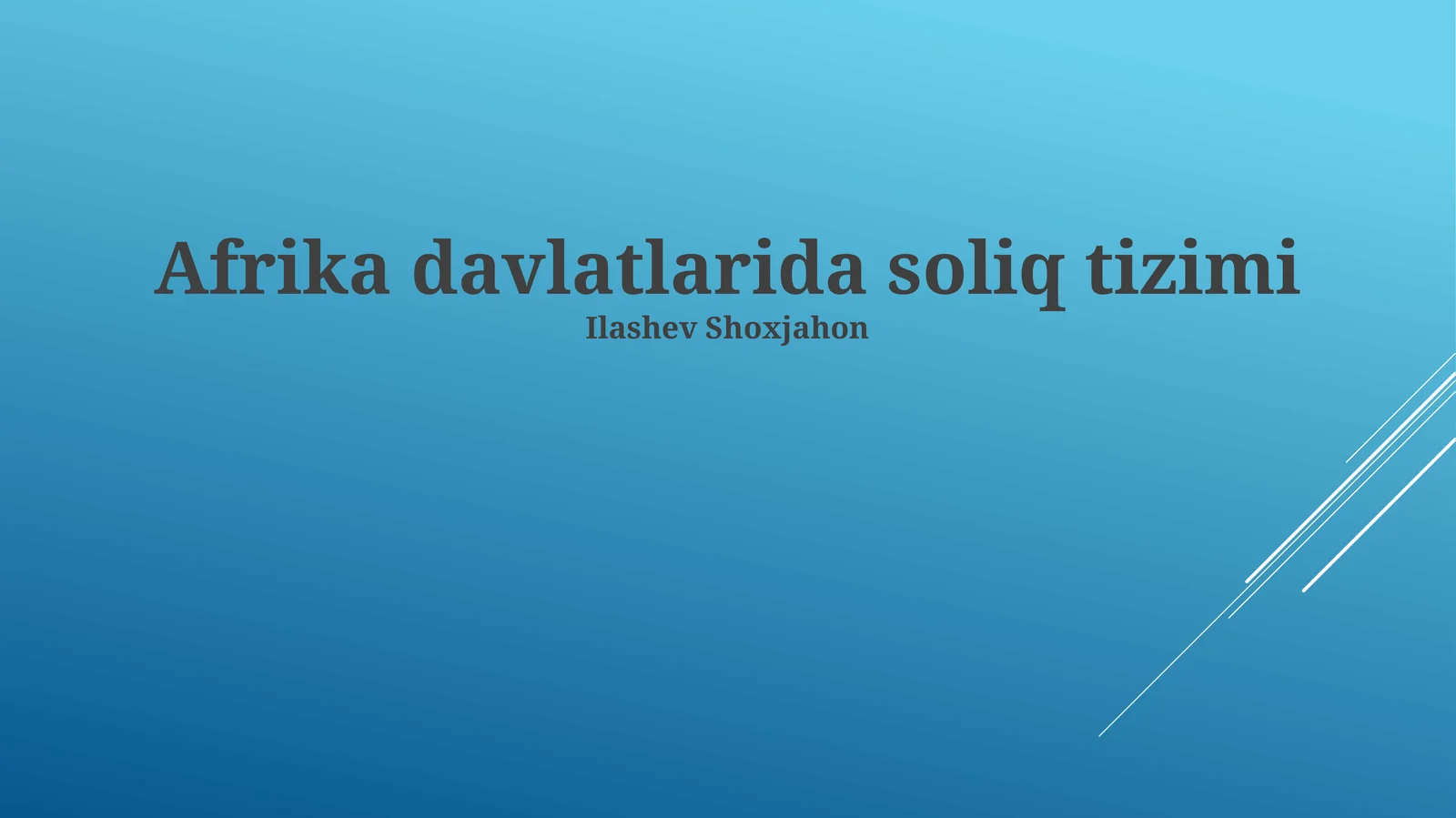 Afrika davlatlarida soliq tizimi