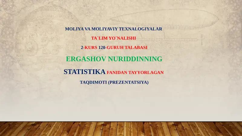 Moliya bozori statistikasi