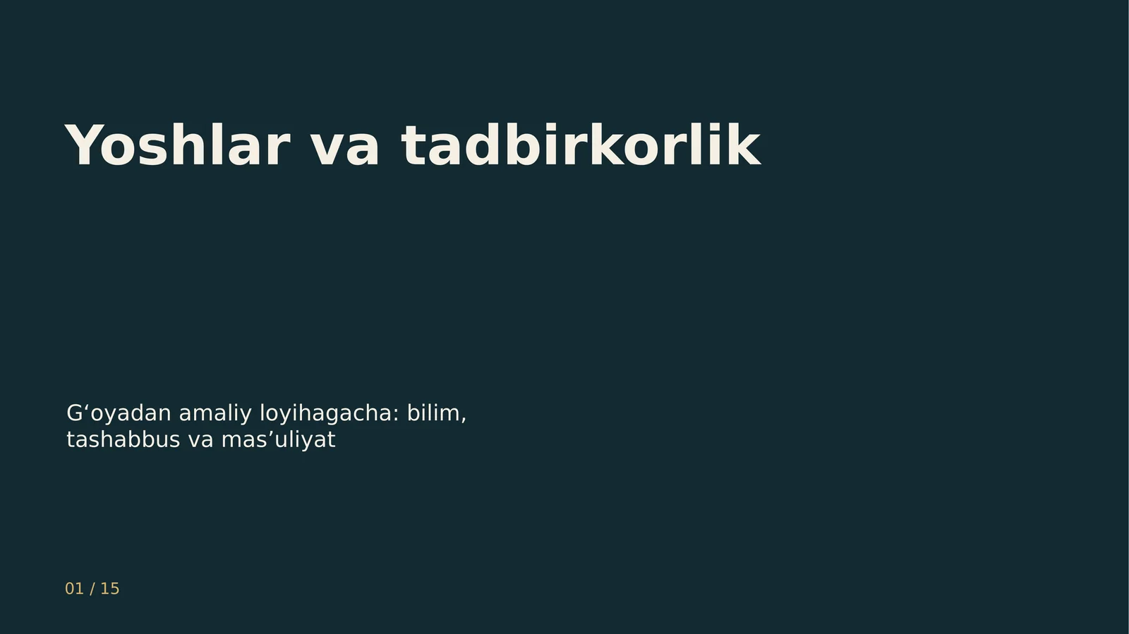Yoshlar va tadbirkorlik