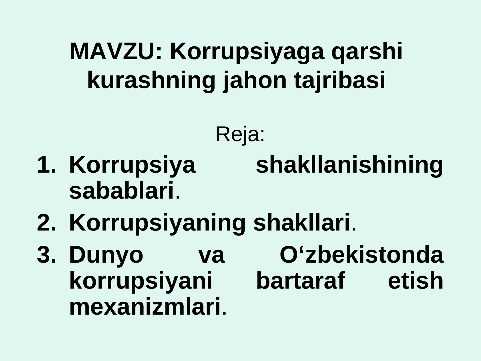 Korrupsiyaga qarshi kurashning jahon tajribasi