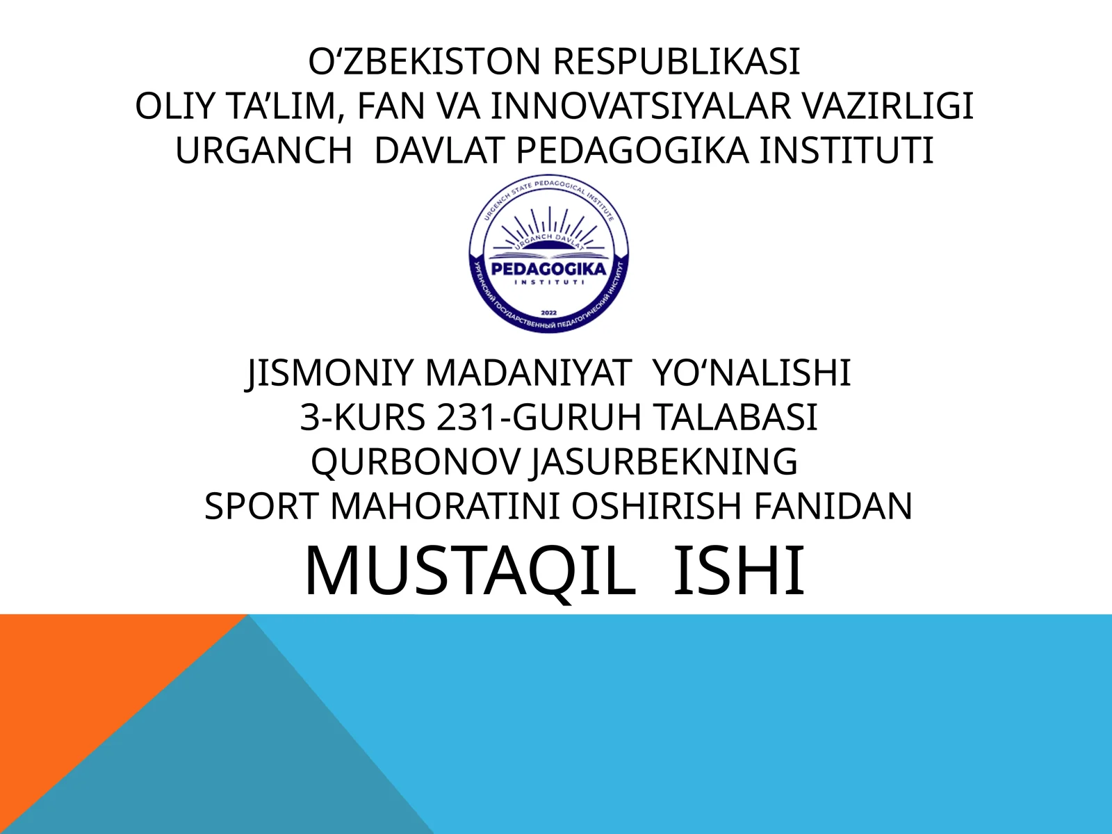 Voleybol o`yin mashqlar texnikasi usullarini o`rgatishni  takomillashtirish va mahoratini oshirish