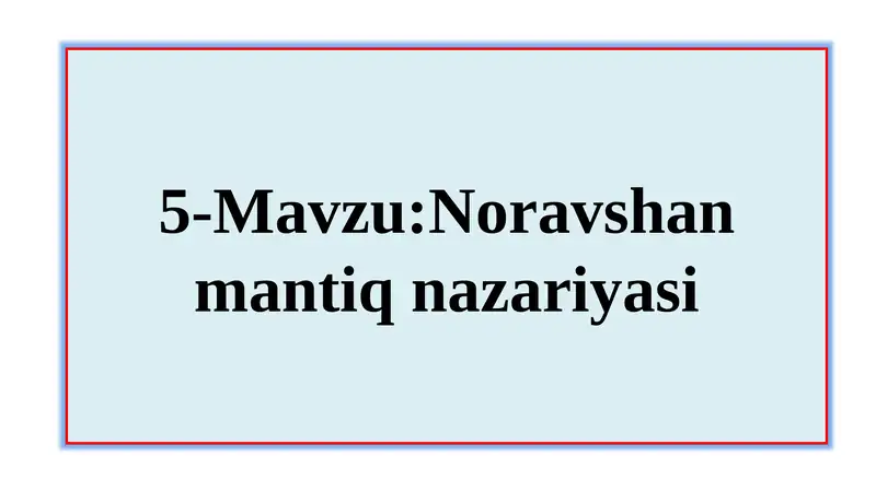 Noravshan mantiq nazariyasi