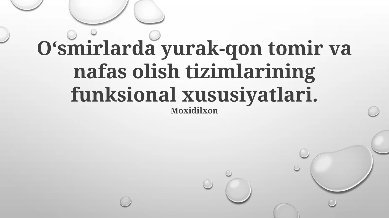 Oʻsmirlarda yurak-qon tomir va nafas olish tizimlarining funksional xususiyatlari